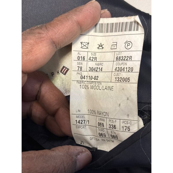 Joseph Abboud Mens Gray Plaid Two-Button Blazer Jacket Size 42R - Picture 14 of 15